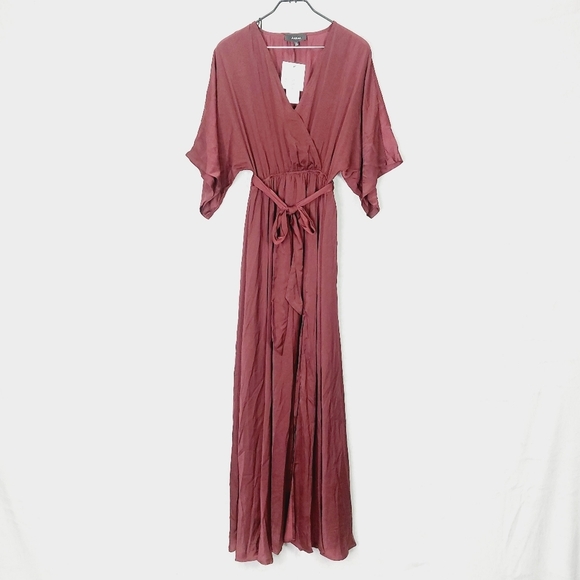 NEW Aakaa Can't Look Away Burgundy Boho Chic Maxi Wrap Dress P5357 - Picture 2 of 12